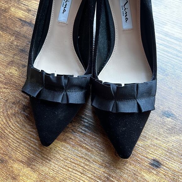 Nina New York Thea Black Velvet Feel Formal Sleek Small Heels - Picture 6 of 13